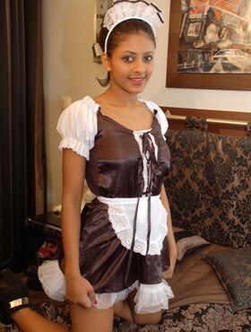 Amateur French maid in uniform gets her pussy nailed by her horny employer