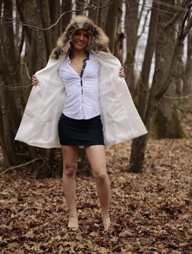 French blonde Alix Feeling poses in the woods and bangs in a threesome