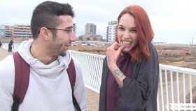 Tattooed redhead Silvia Rubi picks up a stranger for her next porn movie