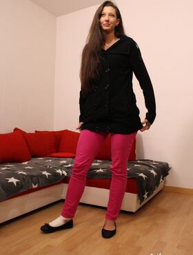 Tall amateur German Svenja on her knees in socks for deepthroat & doggystyle