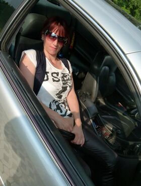 Italian redhead toys her horny twat, gives a blowjob, & masturbates in a car