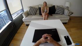 Kinky teen with small tits Hollie Mack reveals her cunt and gets rammed in POV