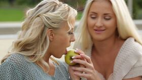 European babes Cayla Lyons and Carla Cox have sweet time in the fresh air