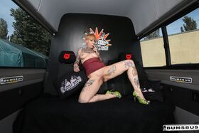 Tattooed German MILF Lady Kinky Cat gets brutally boned in the Bums Bus