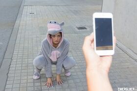 Cute furry brunette Pokemon girl in costume caught, caged & fucked hardcore