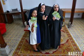 Horny Latina nuns with guns fuck cartel boss for money to run their church