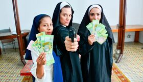 Horny Latina nuns with guns fuck cartel boss for money to run their church