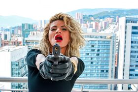 Steamy hot Latina Laura Montenegro poses with her gun & fucks a gangster