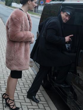 Elegant Ukrainian centerfold Sarah Highlight banged by her driver in back seat