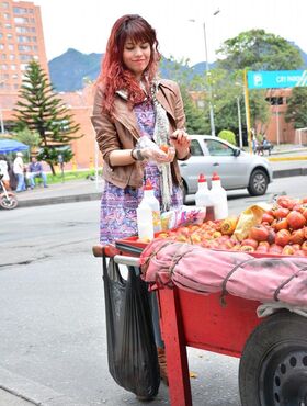 Redhead Latina hottie Dalla Roja picked up at the market for hot doggystyle
