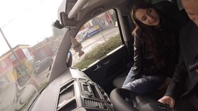 Skinny Euro chick banged by the older driver in the backseat after blowjob