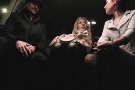 Blonde Czech indulges in hot backseat FFM threesome with cab driver