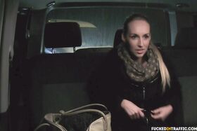 Blonde Czech with ponytail gets hardcore doggystyle bang in the backseat