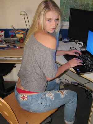 GF Revenge - Blonde gamer girl Abby caught posing in bra and panties by her ex