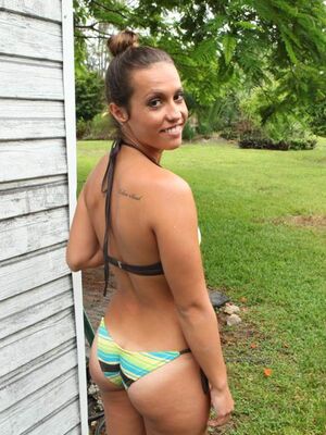 GF Revenge - Wild girlfriend drops her bikini bottom in the yard to get a load on her butt