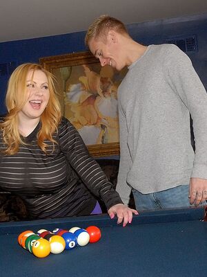 Big Naturals - Busty plumper in a sheer blouse gets fucked after losing at a game of pool