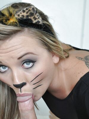 I Know That Girl - Frisky babe in kitty outfit gets fucked and facialized in POV style