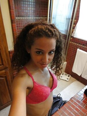 I Know That Girl - Curly-haired latina slipping off her pink lingerie and making selfies