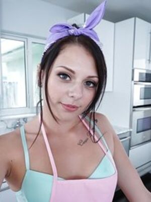 I Know That Girl - Teen babe with tiny tits Megan Sage touches herself with toys in the kitchen