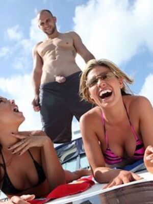 Captain Stabbin - Busty hotties in bikini enjoy hardcore orgy on a boat in the sea