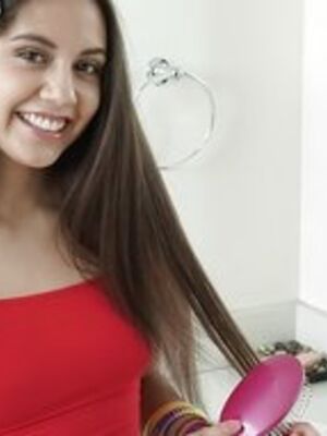 Mofos - Clothed brunette solo girl Lucy Doll revealing tiny teen tits