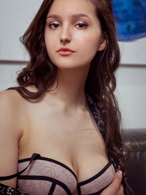 Love Hairy - Gorgeous teen Adeline showing off her juicy breasts & her hairy pussy