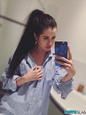 Screw Me Too - Beautiful dark haired Julia in skimpy outfits taking a sexy selfie