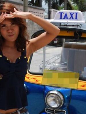 Tuk Tuk Patrol - Tiny Asian girl finger spreads her tight pussy after getting naked
