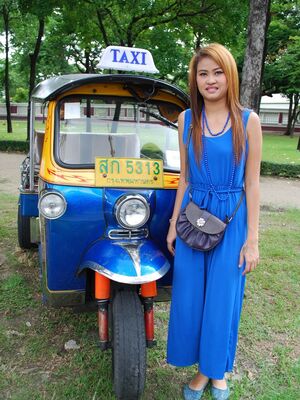 Tuk Tuk Patrol - Beautiful Thai girl Mon flirting with a cute male tourist in public