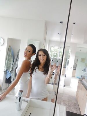 Teen BFF - Latina lesbians April Oneil and Breanne Benson take naughty mirror selfies