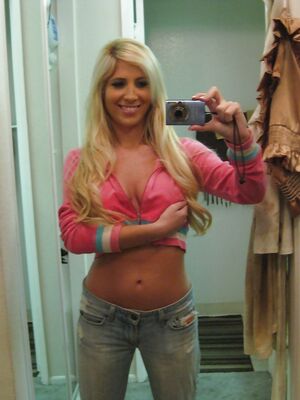 Real Exgirlfriends - Hot blonde ex-gf Tasha Reign taking selfies in mirror while undressing