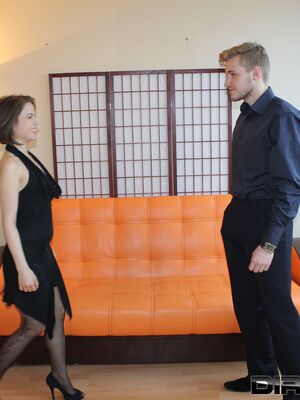 Dirty Flix - Amateur girlfriend in a black dress Jalace strips and gets fucked in stockings