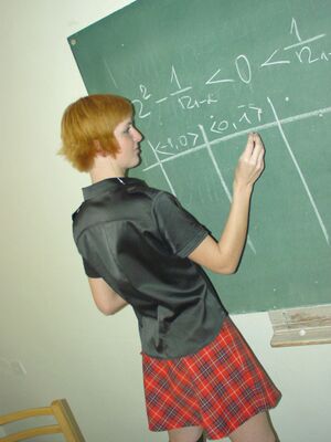 18 Videoz - Redheaded student Strelka strips in the classroom and touches her hot body