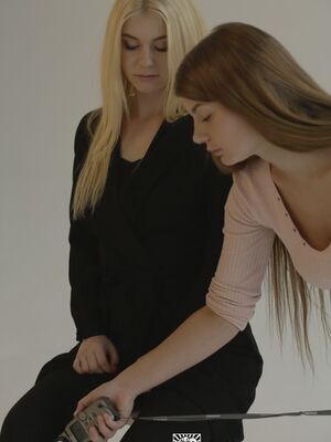 X Chimera - Hot chicks dress a blonde beauty for 1 on 1 sex with their Master